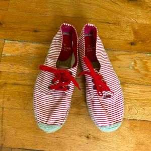 Kate Spade red & white striped espadrilles, sz 37